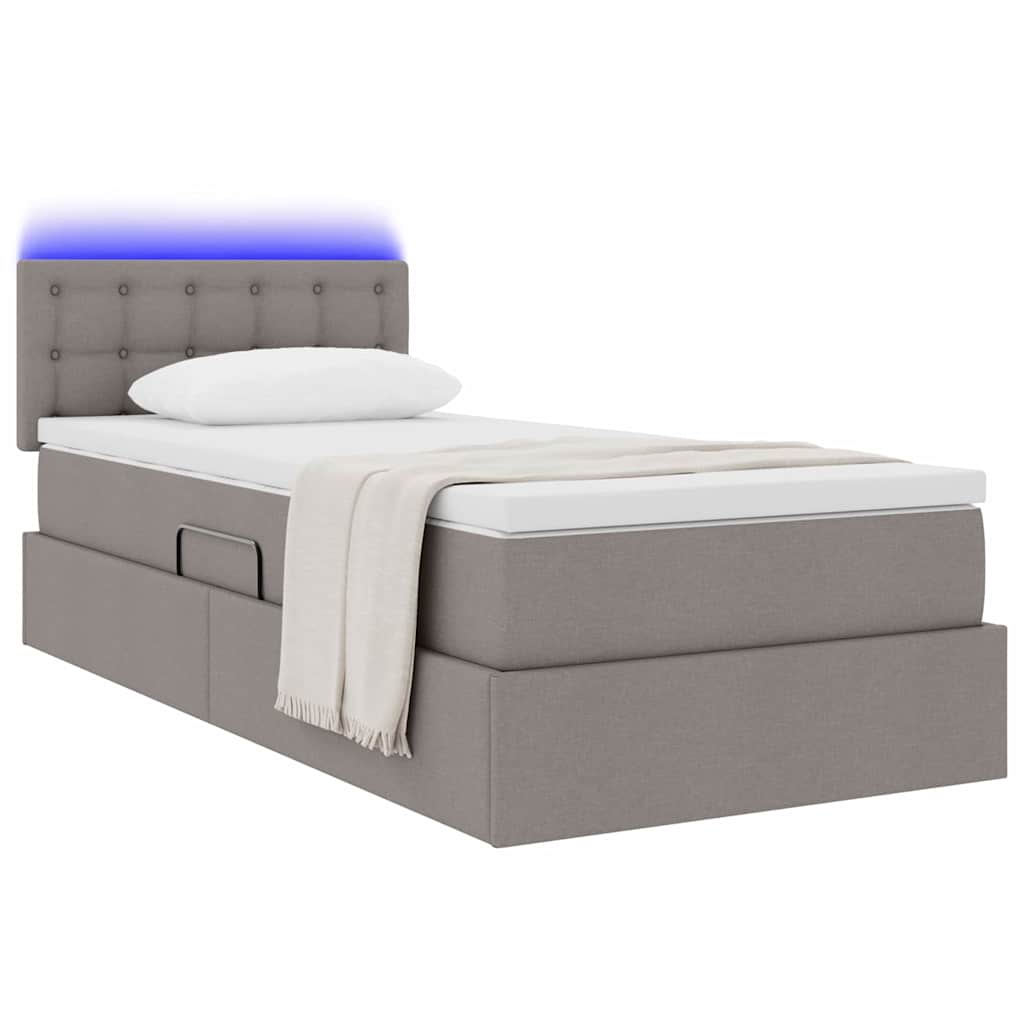 Krevet s prostorom za pohranu s LED-om Sivo-smeđa 100 x 200 cm