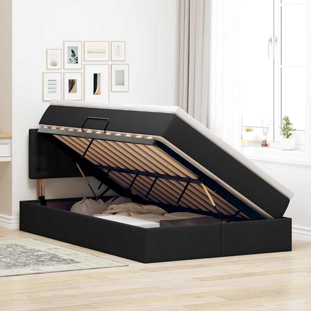 Krevet s prostorom za pohranu s LED-om Crna 120 x 190 cm