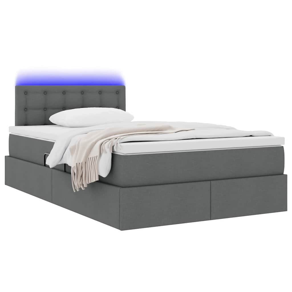 Krevet s prostorom za pohranu s LED-om Tamno siva 120 x 200 cm