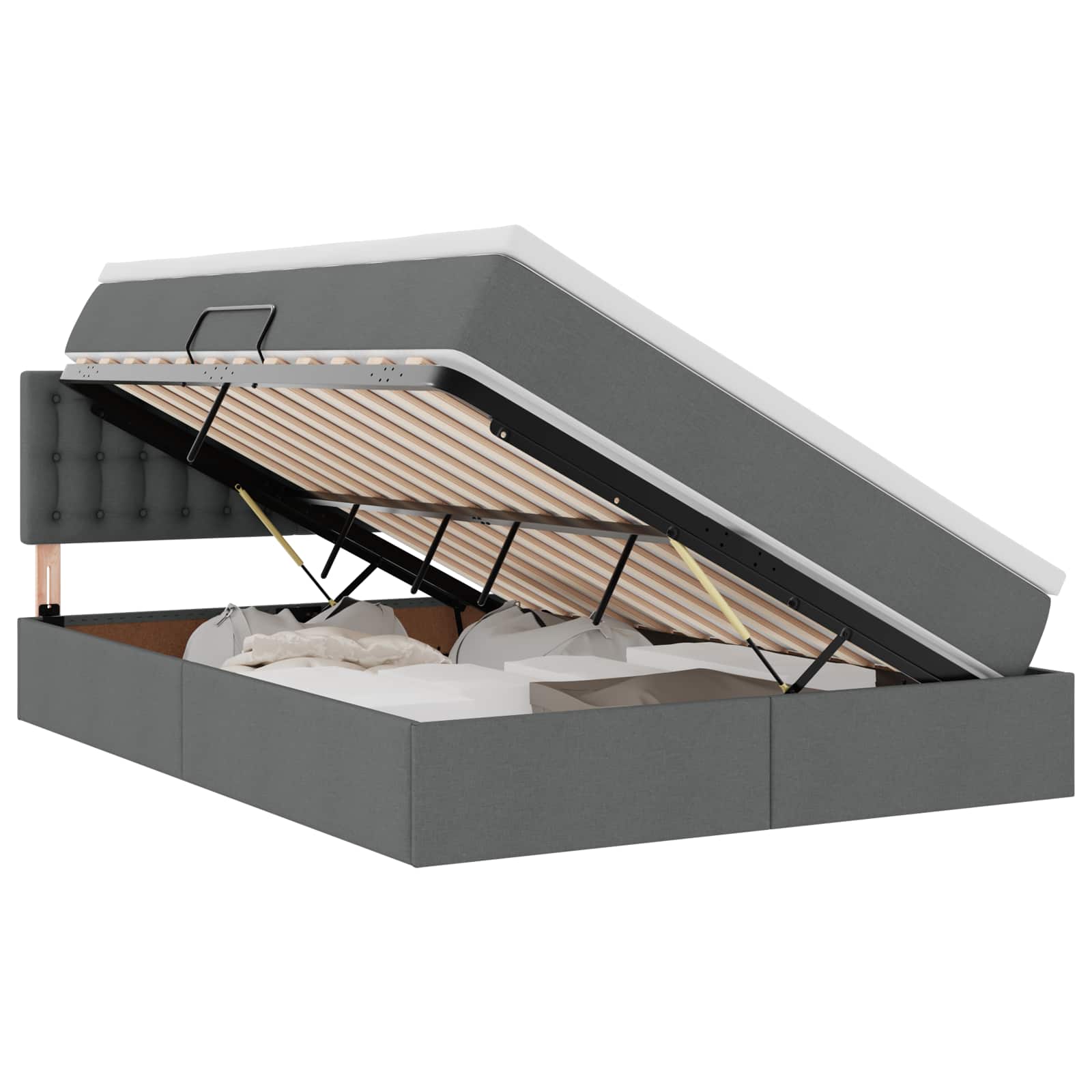 Krevet s prostorom za pohranu s LED-om Tamno siva 140 x 200 cm