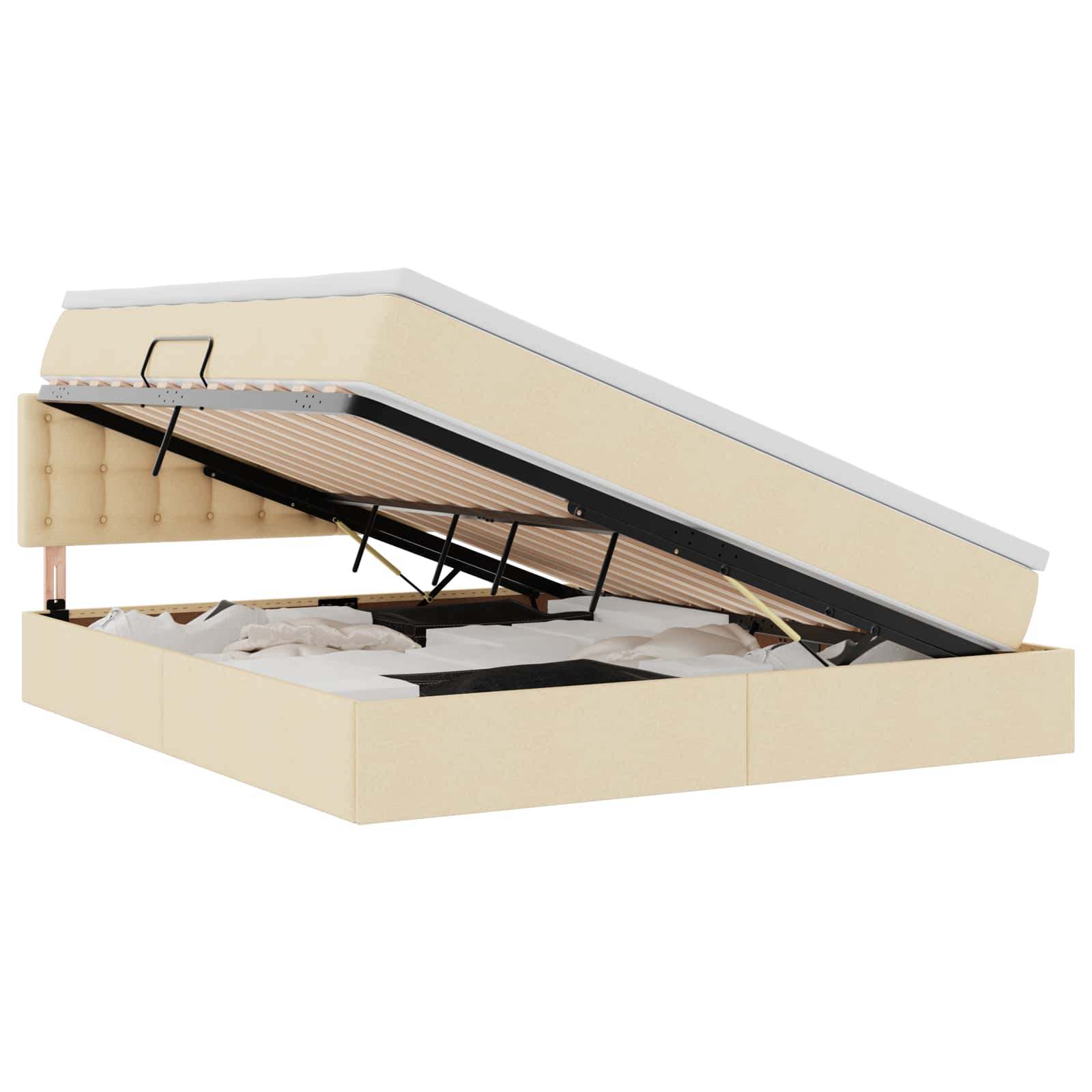Krevet s prostorom za pohranu s LED-om Krema 180 x 200 cm