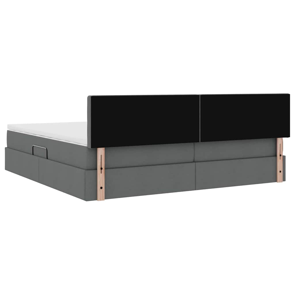 Krevet s prostorom za pohranu s LED-om Tamno siva 200 x 200 cm