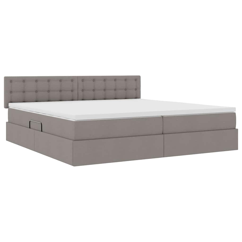 Krevet s prostorom za pohranu s LED-om Sivo-smeđa 200 x 200 cm