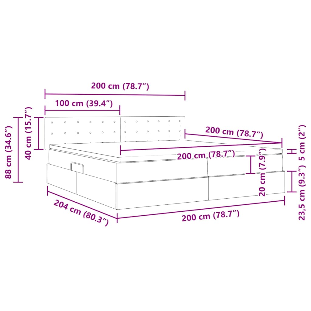 LED krevet za pohranu s madracem Plava 200 x 200 cm Tkanina