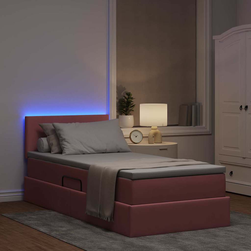Krevet s prostorom za pohranu s LED-om Ružičasta 100 x 200 cm