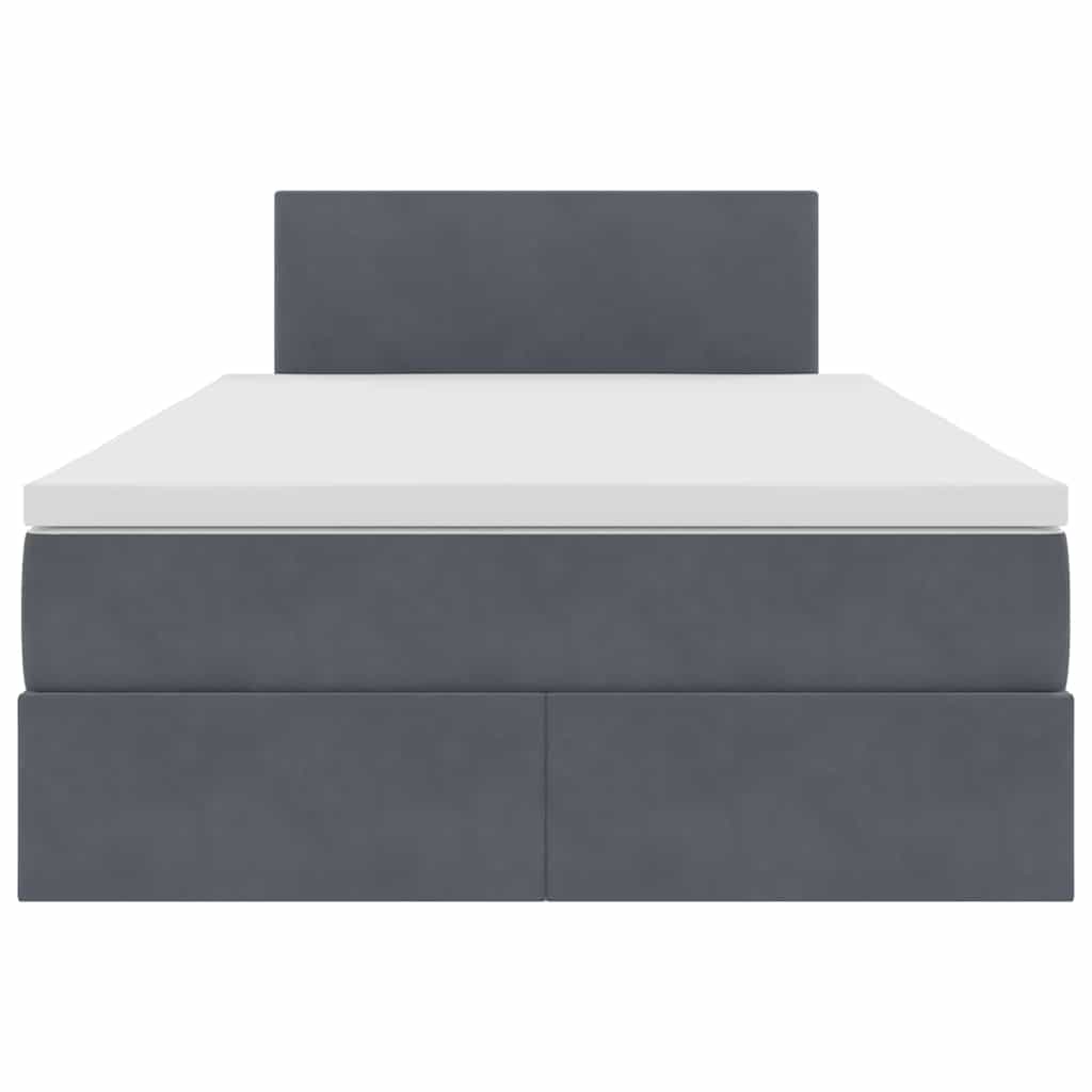 LED krevet za pohranu s madracem Tamnosiva 120 x 190 cm Baršun