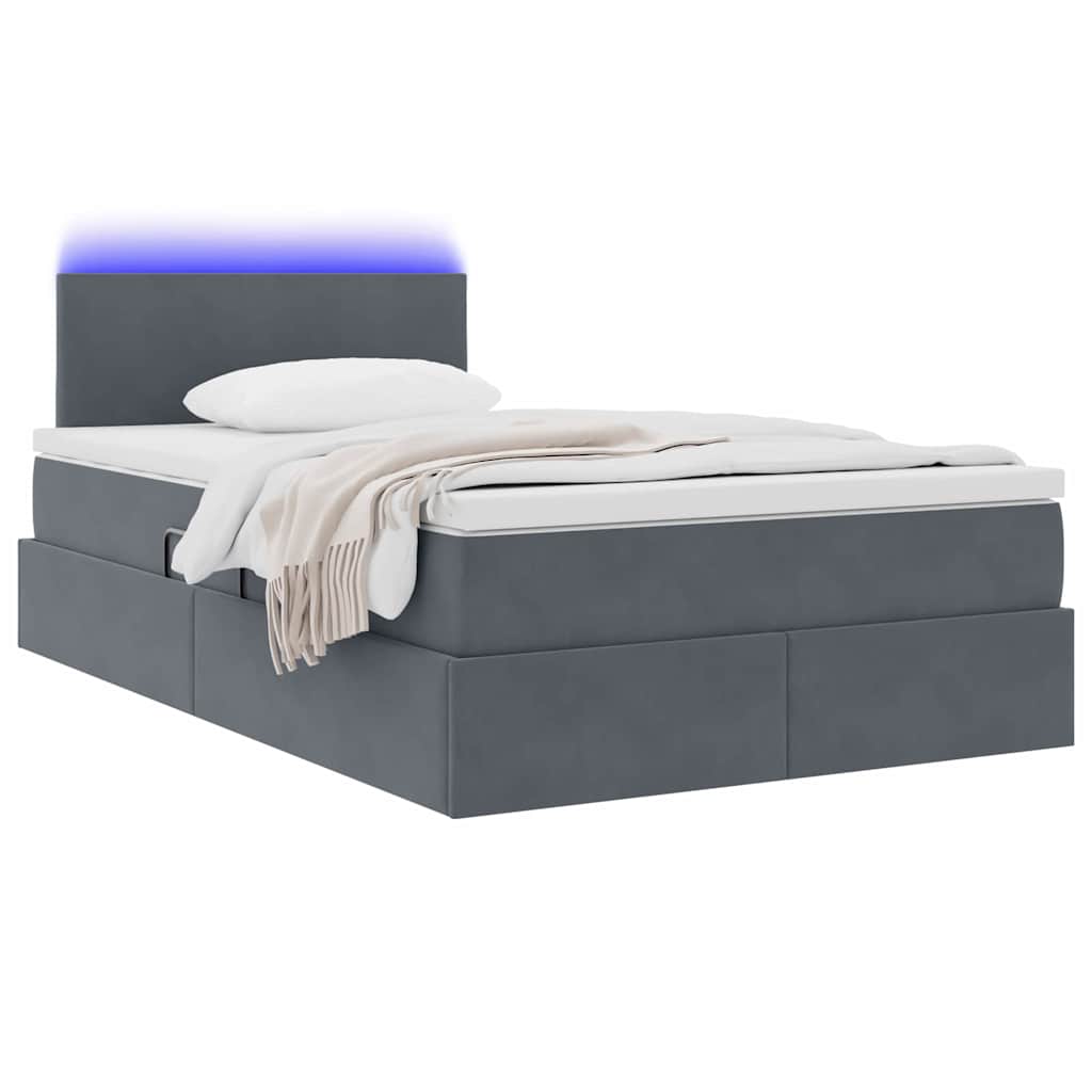 Krevet s prostorom za pohranu s LED-om Tamno siva 120 x 200 cm