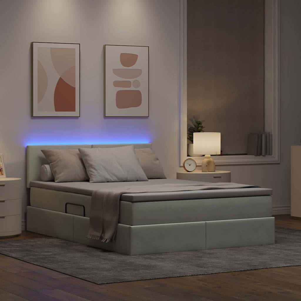 Krevet s prostorom za pohranu s LED-om 140 x 190 cm Baršun