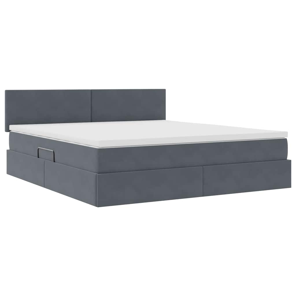 Krevet s prostorom za pohranu s LED-om Tamno siva 180 x 200 cm