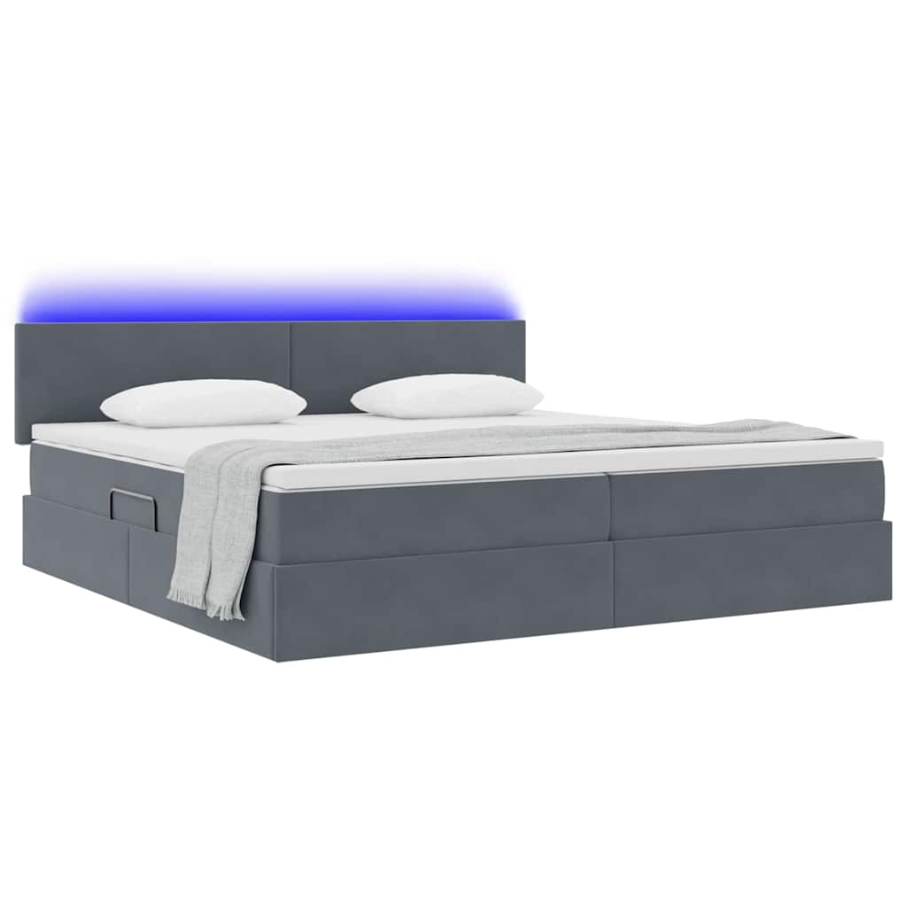 Krevet s prostorom za pohranu s LED-om Tamno siva 200 x 200 cm