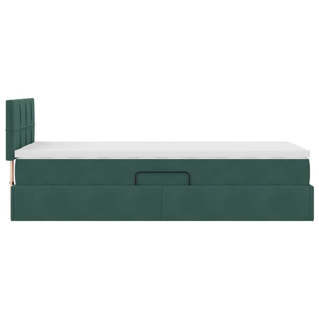 Krevet s prostorom za pohranu s LED-om Tamnozelena 90 x 200 cm