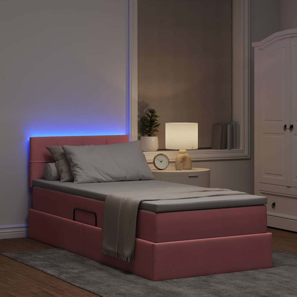 Krevet s prostorom za pohranu s LED-om Ružičasta 100 x 200 cm