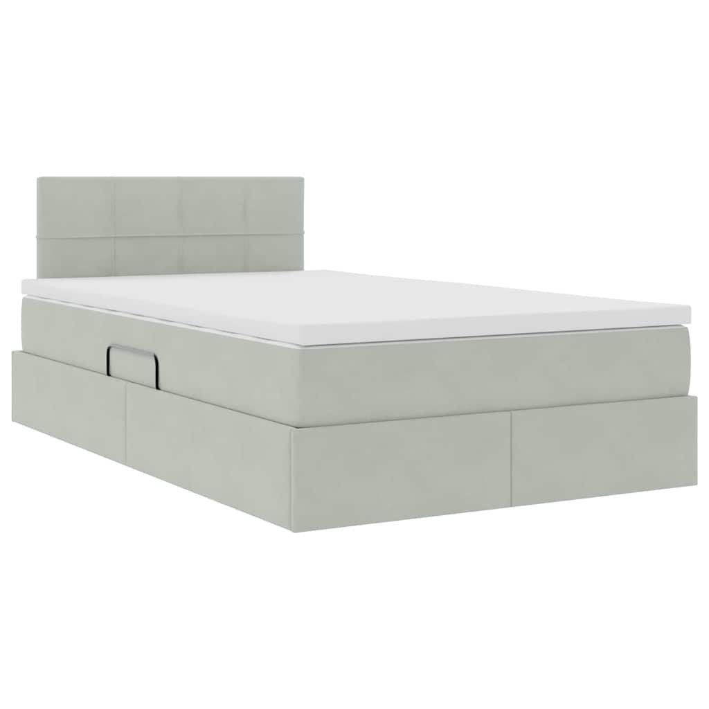 LED krevet za pohranu s madracem Svjetlosiva 120 x 190 cm