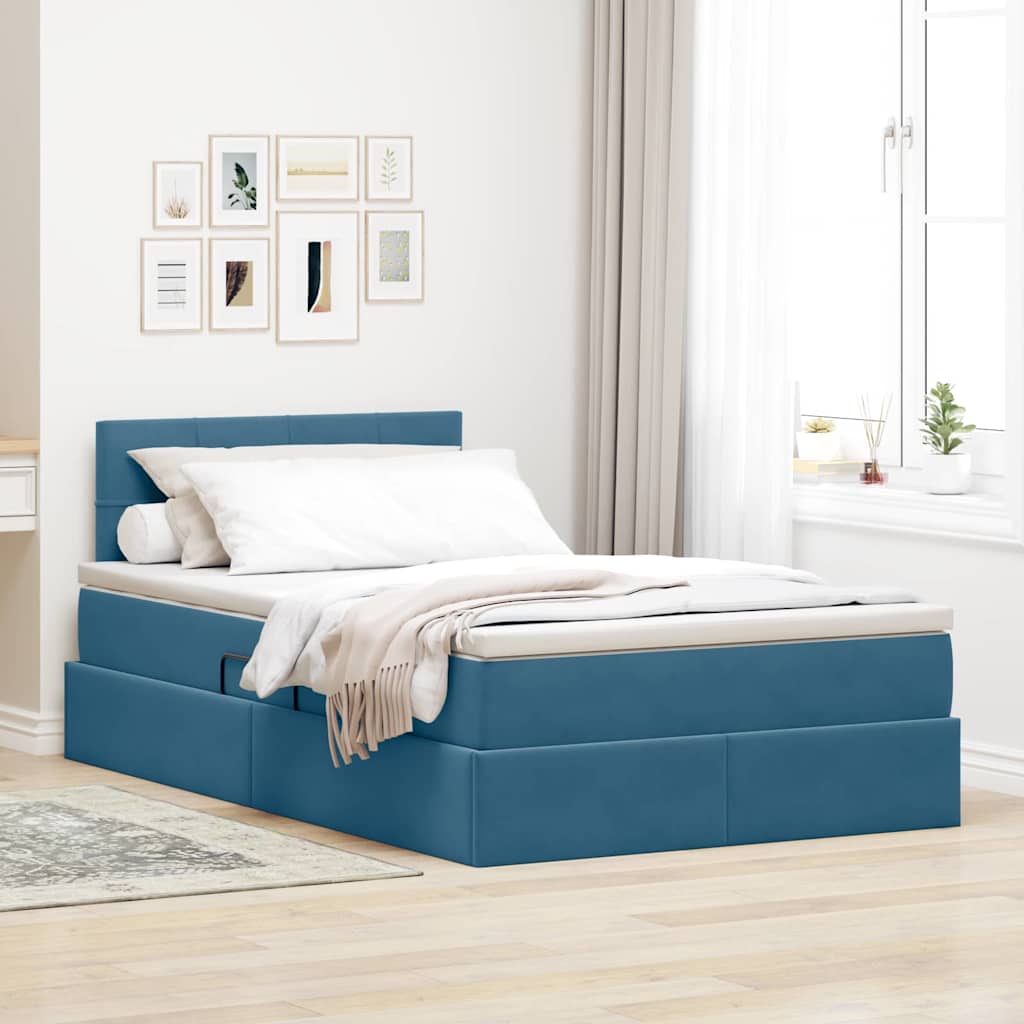 Krevet s prostorom za pohranu s LED-om Plava 120 x 190 cm