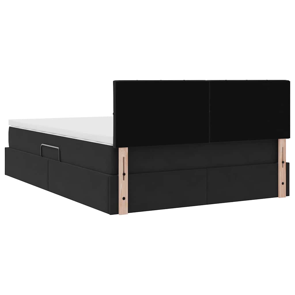 Krevet s prostorom za pohranu s LED-om Crna 140 x 190 cm Baršun