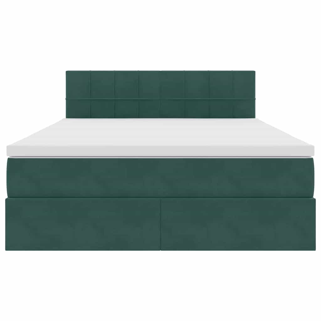 Krevet s prostorom za pohranu s LED-om Tamnozelena 140 x 190 cm