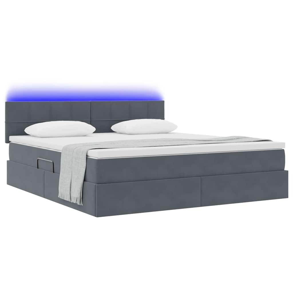 Krevet s prostorom za pohranu s LED-om Tamno siva 160 x 200 cm