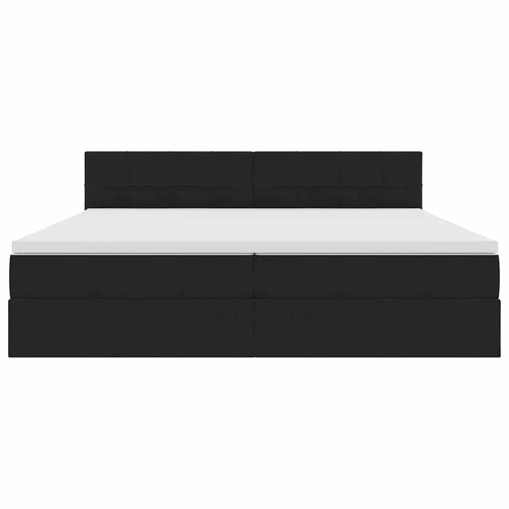 Krevet s prostorom za pohranu s LED-om Crna 200 x 200 cm Baršun