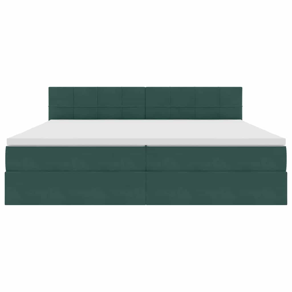 Krevet s prostorom za pohranu s LED-om Tamnozelena 200 x 200 cm