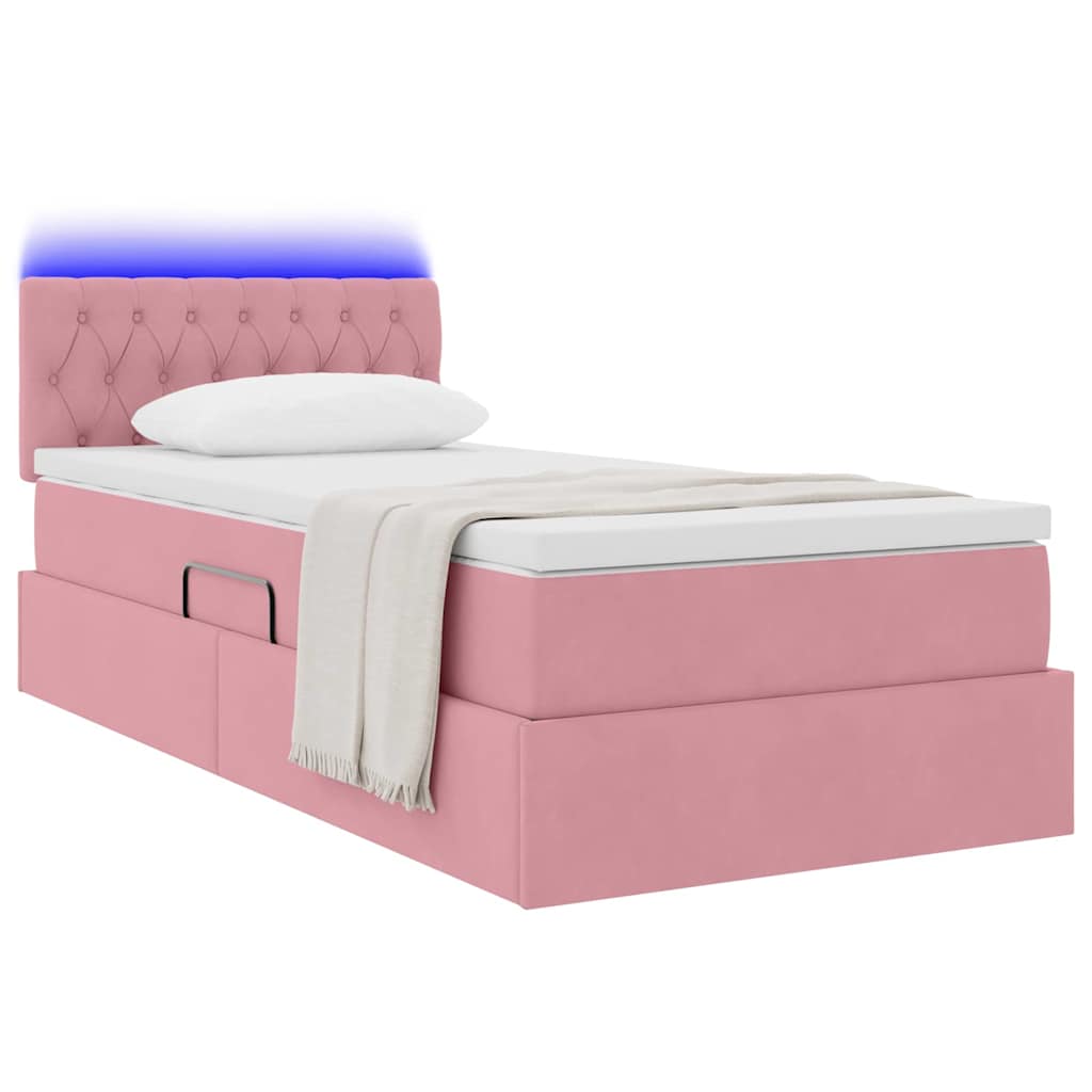Krevet s prostorom za pohranu s LED-om Ružičasta 90 x 190 cm