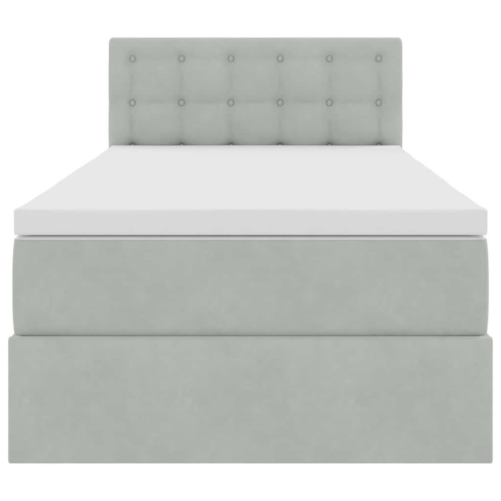 LED krevet za pohranu s madracem Svjetlosiva 90 x 190 cm Baršun