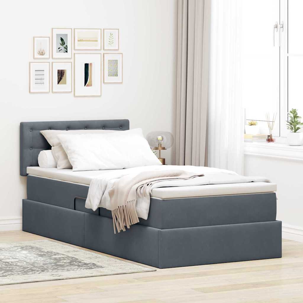 Krevet s prostorom za pohranu s LED-om Tamno siva 90 x 200 cm