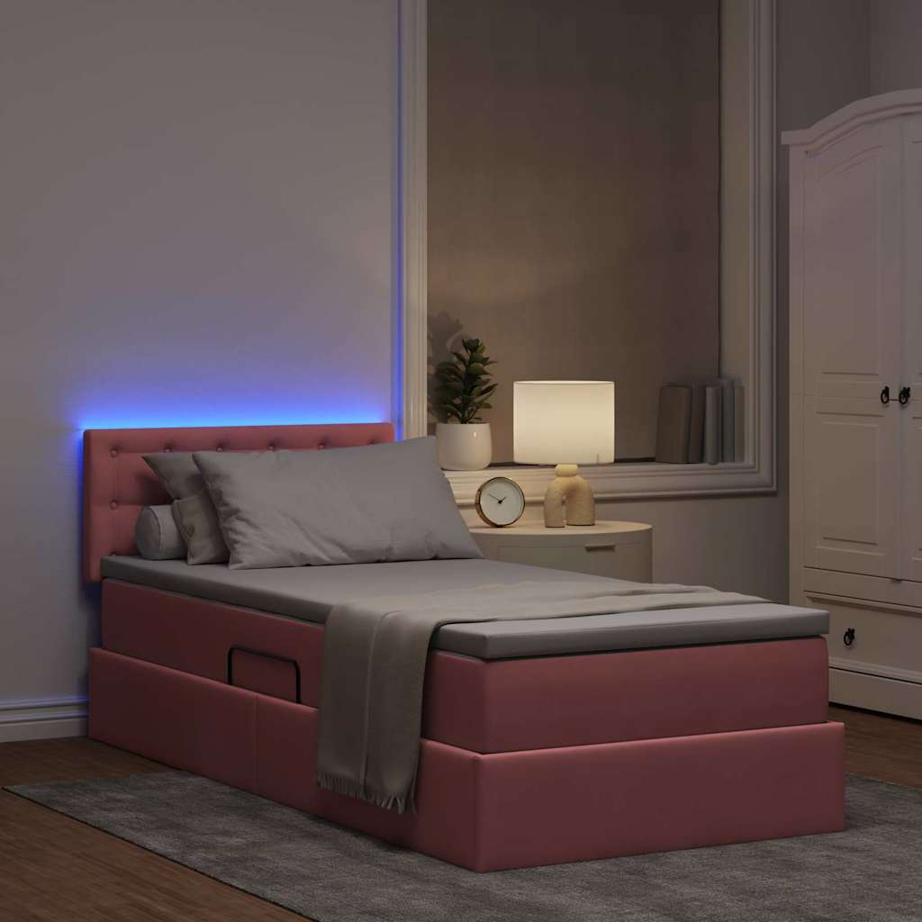Krevet s prostorom za pohranu s LED-om Ružičasta 90 x 200 cm