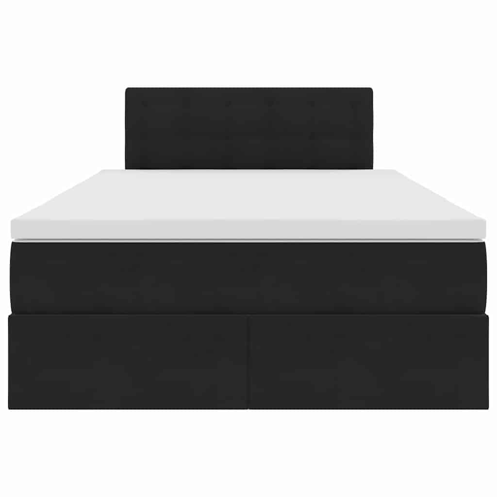 Krevet s prostorom za pohranu s LED-om Crna 120 x 200 cm Baršun