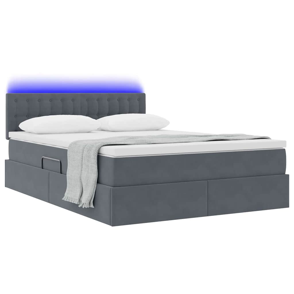 Krevet s prostorom za pohranu s LED-om Tamno siva 140 x 190 cm