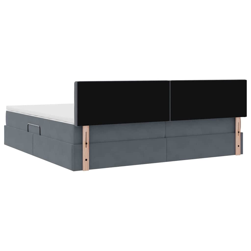Krevet s prostorom za pohranu s LED-om Tamno siva 200 x 200 cm