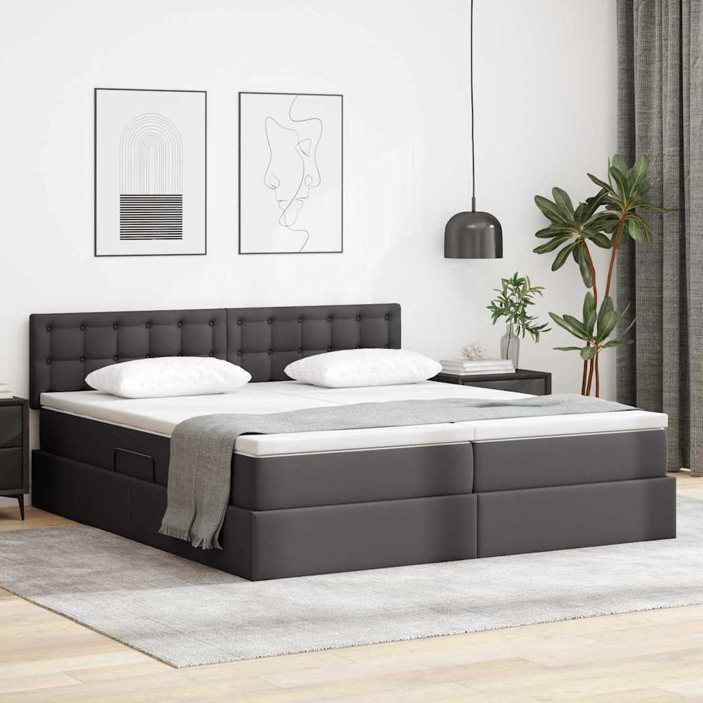 Krevet s prostorom za pohranu s LED-om Siva 200 x 200 cm