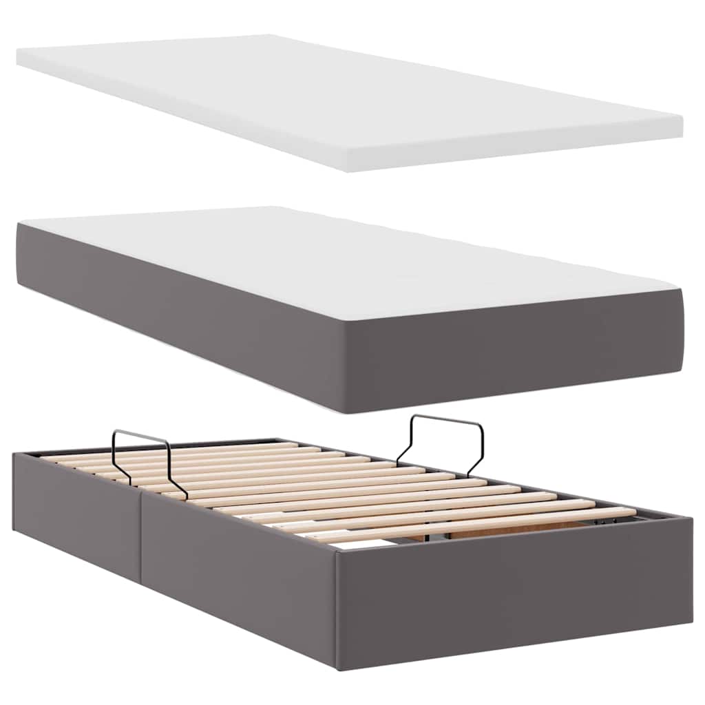 Krevet s prostorom za pohranu s LED-om Siva 200 x 200 cm