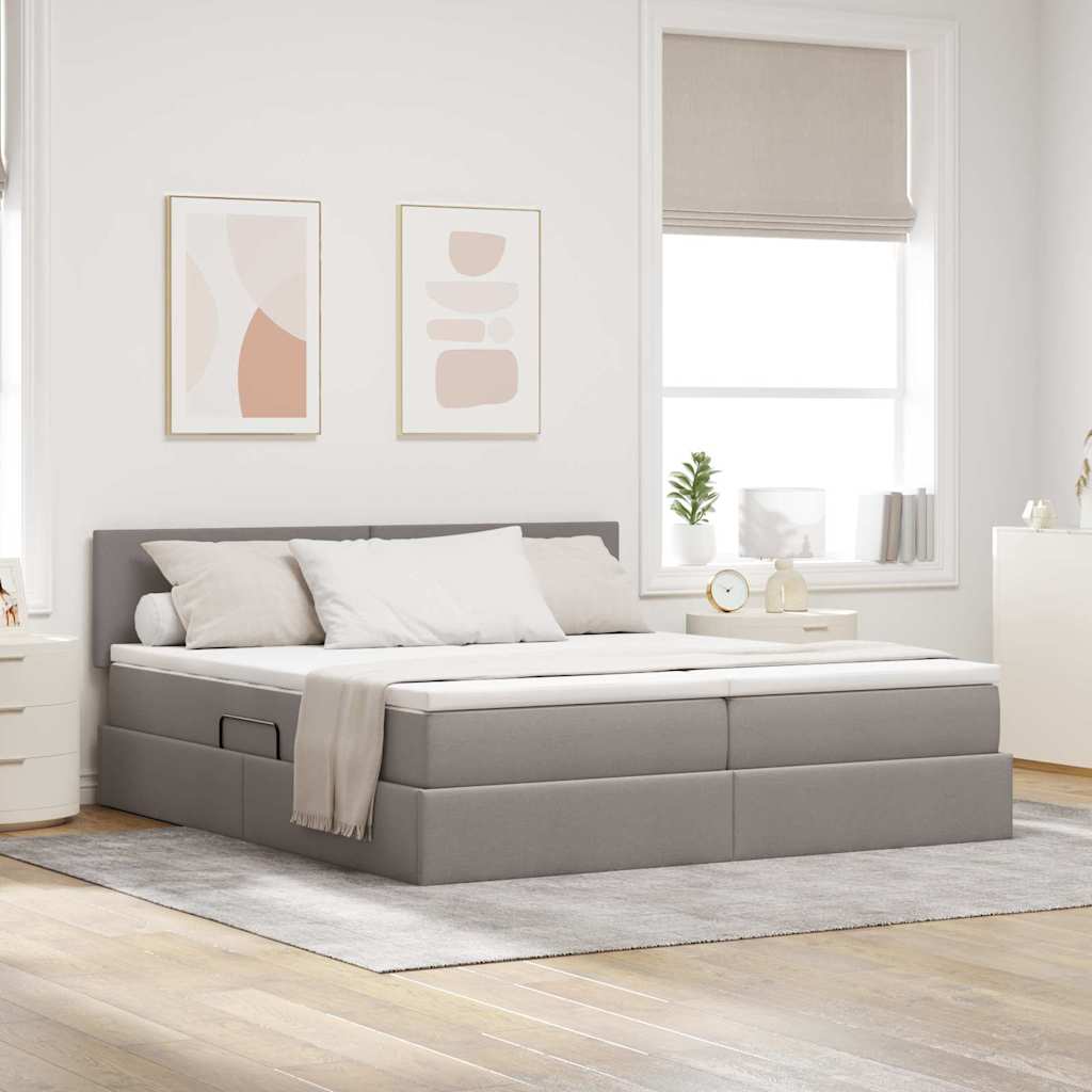 Krevet S LED lampica s pohranom Sivo-smeđa 180 x 200 cm tkanina