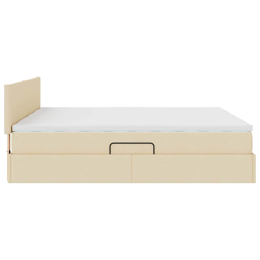 Krevet S LED lampica s uzglavljem Krema 180 x 200 cm tkanina