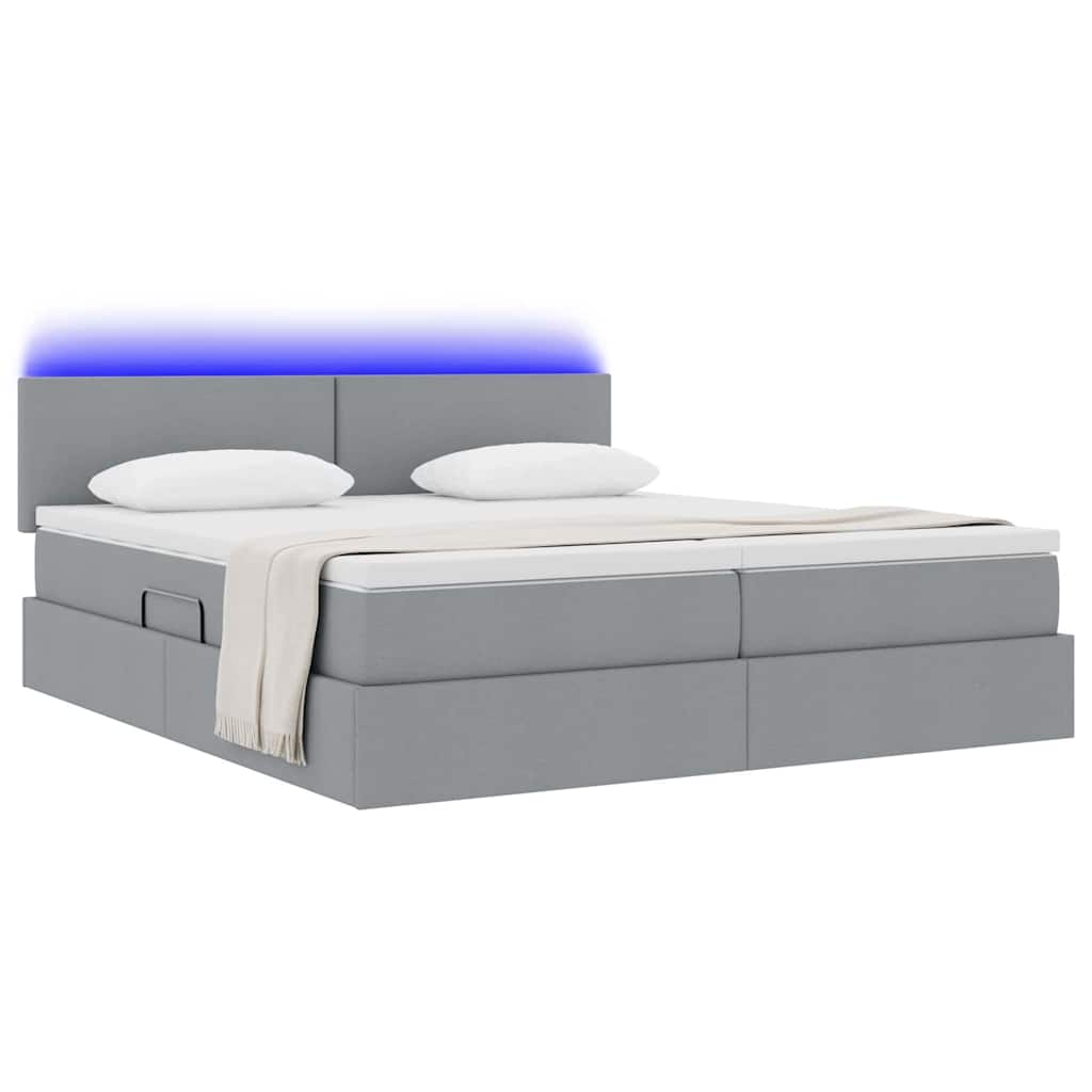 Krevet S LED lampica Svijetlo siva 200 x 200 cm tkanina
