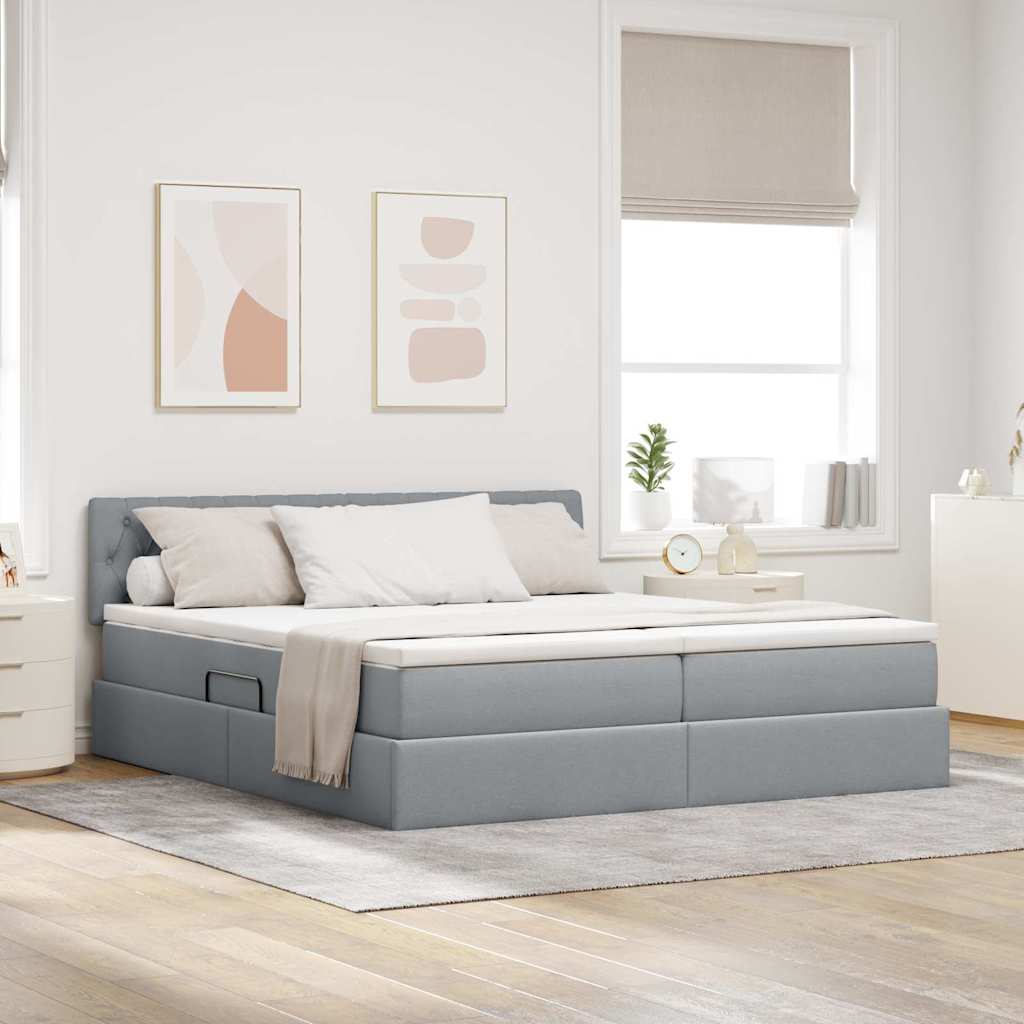 Krevet S LED lampica Svijetlo siva 180 x 200 cm tkanina