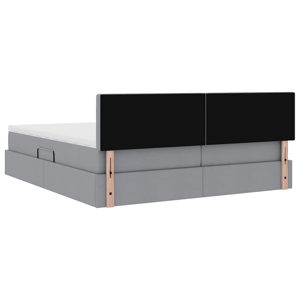 Krevet S LED lampica Svijetlo siva 180 x 200 cm tkanina