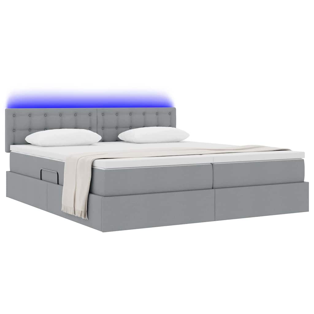 Krevet S LED lampica Svijetlo siva 180 x 200 cm tkanina