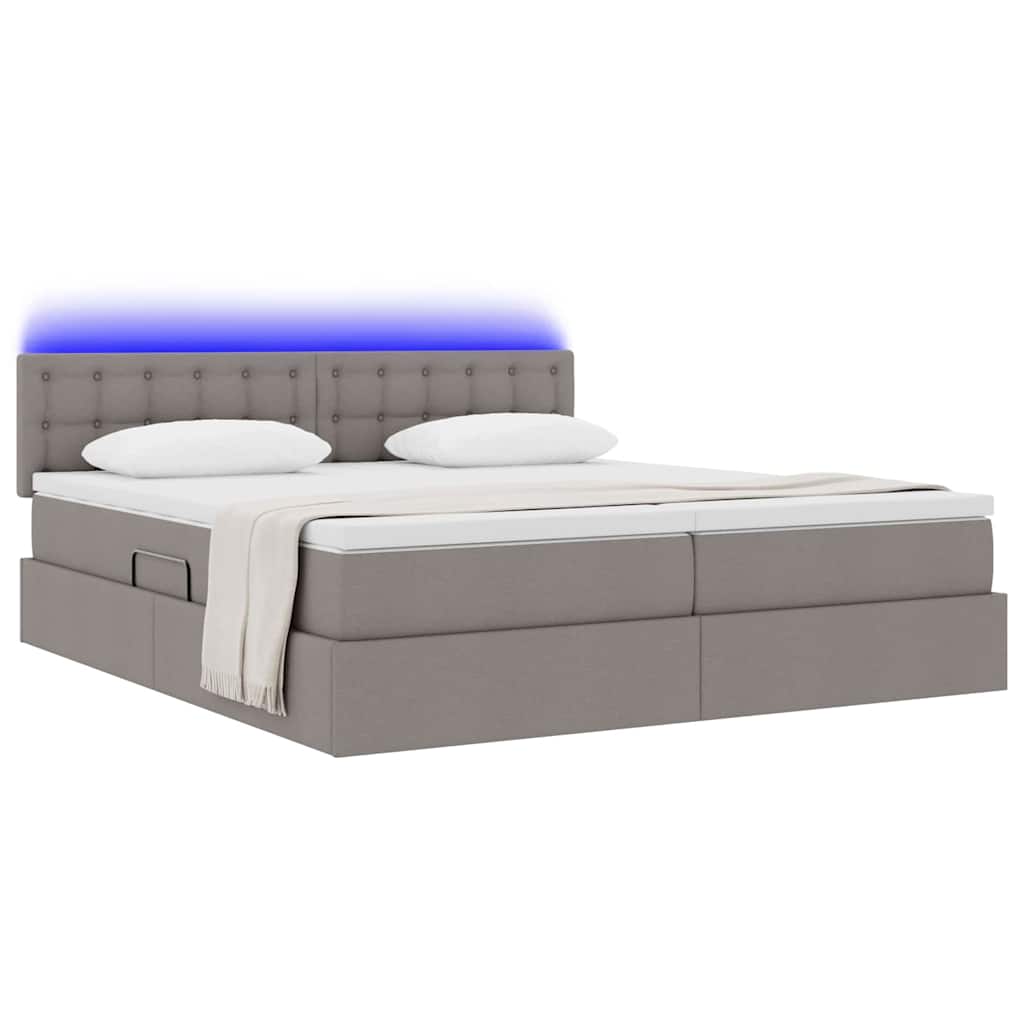 Krevet S LED lampica s pohranom Sivo-smeđa 180 x 200 cm tkanina