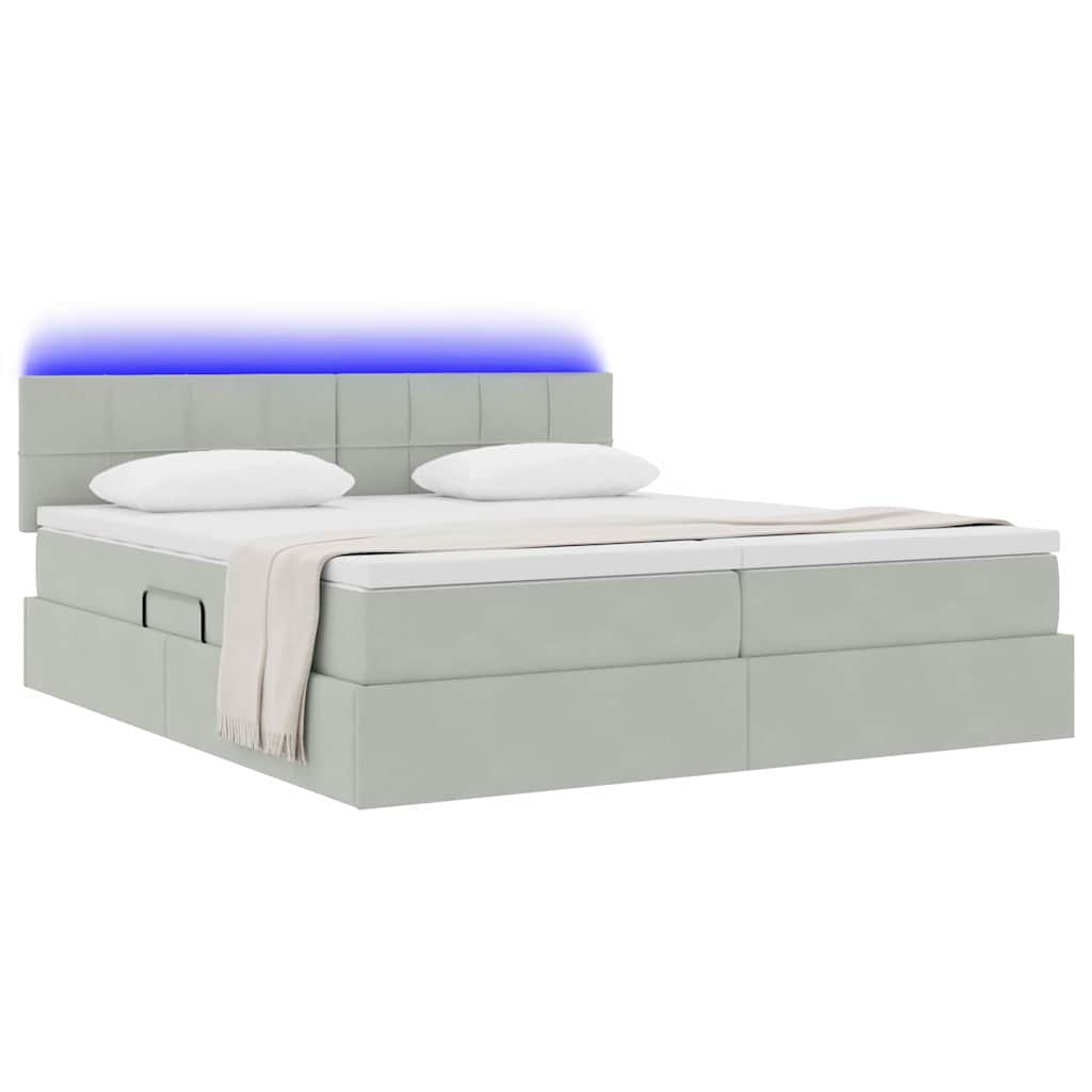 Krevet s LED trakama Svijetlo siva 180 x 200 cm Baršun