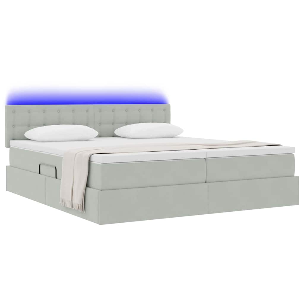 Krevet s LED trakama Svijetlo siva 200 x 200 cm Baršun