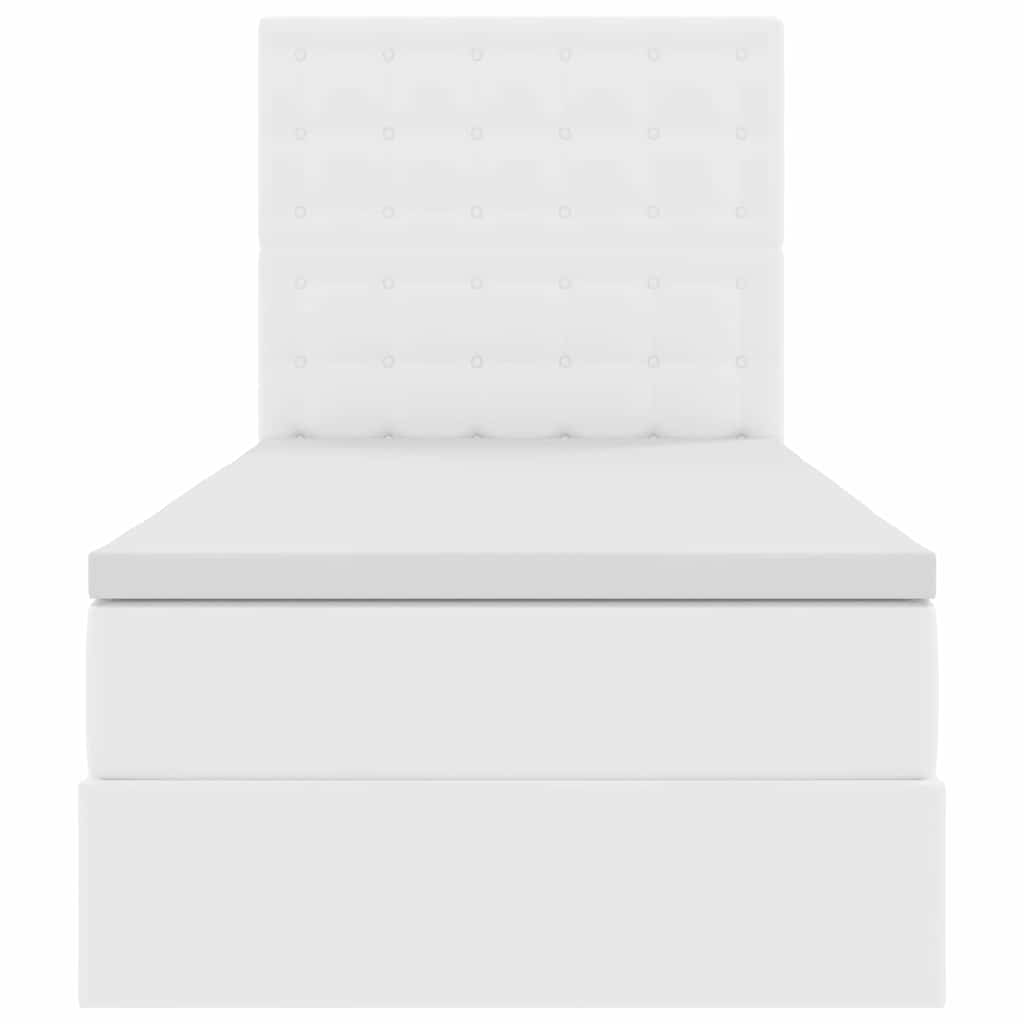 Krevet s od storage Čista bijela 90 x 190 cm Lažna koža