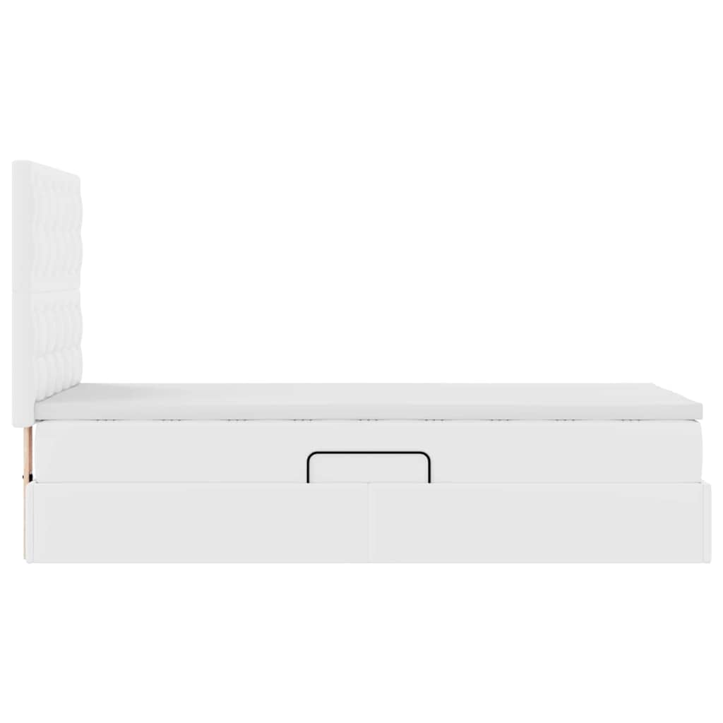 Krevet s od storage Čista bijela 90 x 190 cm Lažna koža
