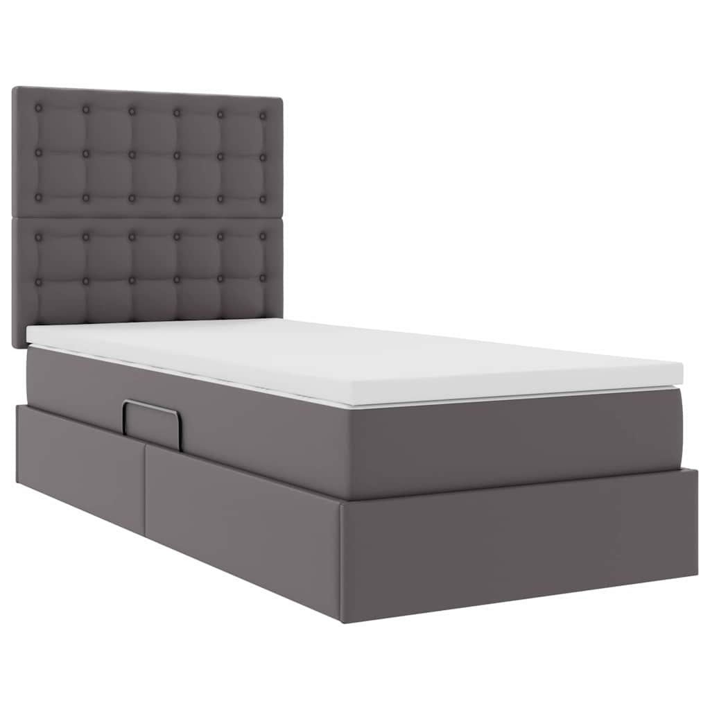 Krevet s od storage s madracem Siva 90 x 190 cm Lažna koža