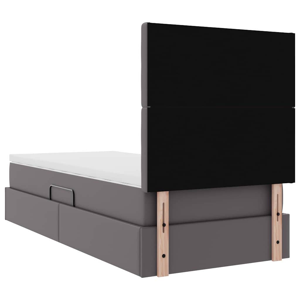 Krevet s od storage s madracem Siva 90 x 190 cm Lažna koža