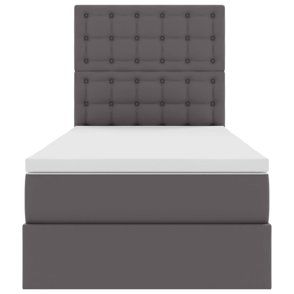Krevet s od storage s madracem Siva 90 x 190 cm Lažna koža