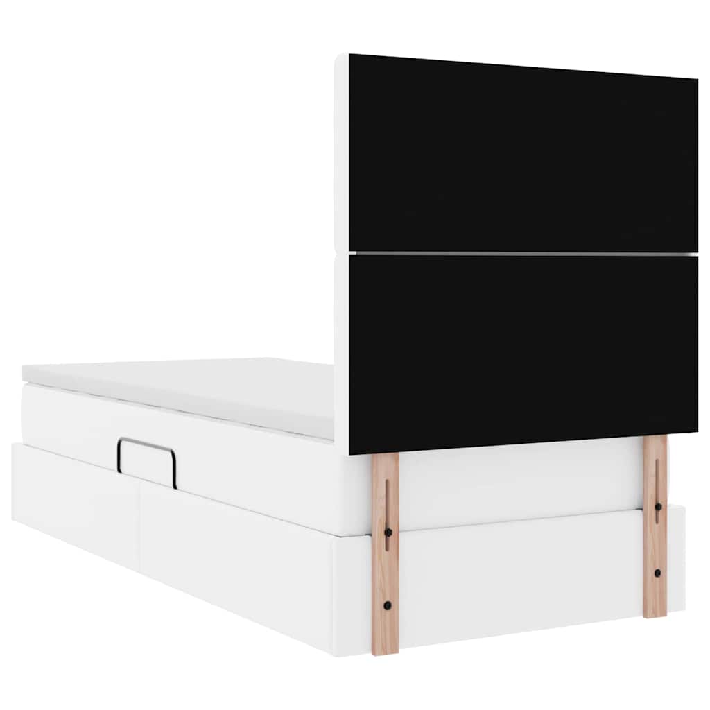 Krevet s od storage Čista bijela 90 x 200 cm Lažna koža