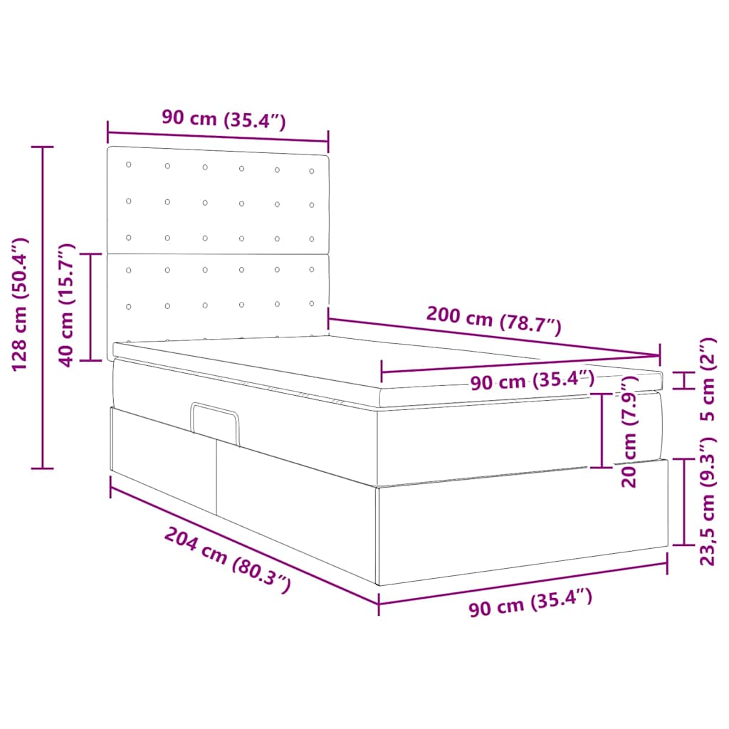 Krevet s od storage Čista bijela 90 x 200 cm Lažna koža