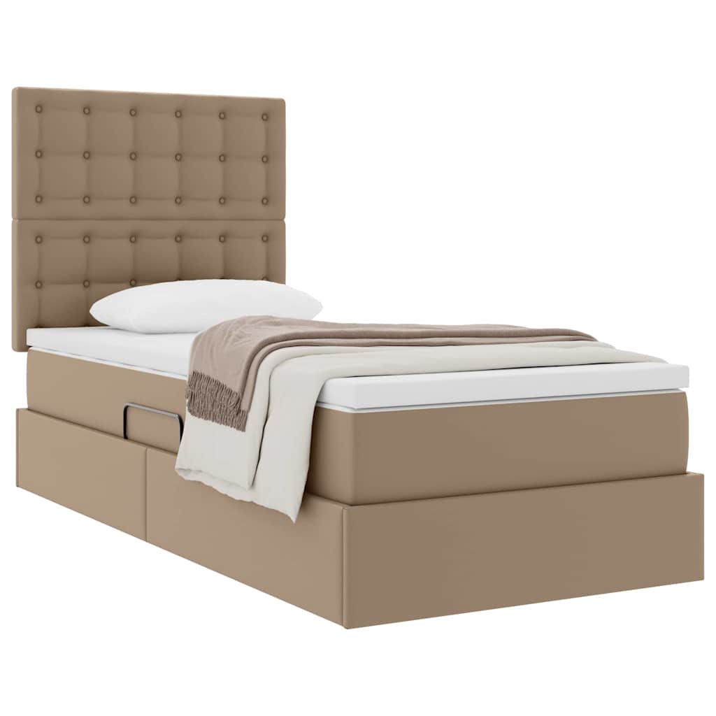 Krevet s od storage s madracem Kapućino 90 x 200 cm Lažna koža