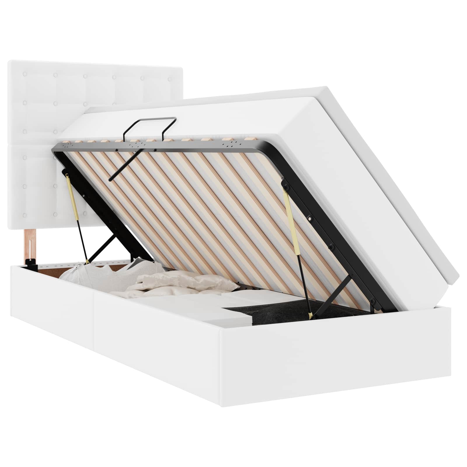 Krevet s od storage Čista bijela 100 x 200 cm Lažna koža